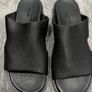 Men's Cole Haan Black Leather Upper Slides / Sandals